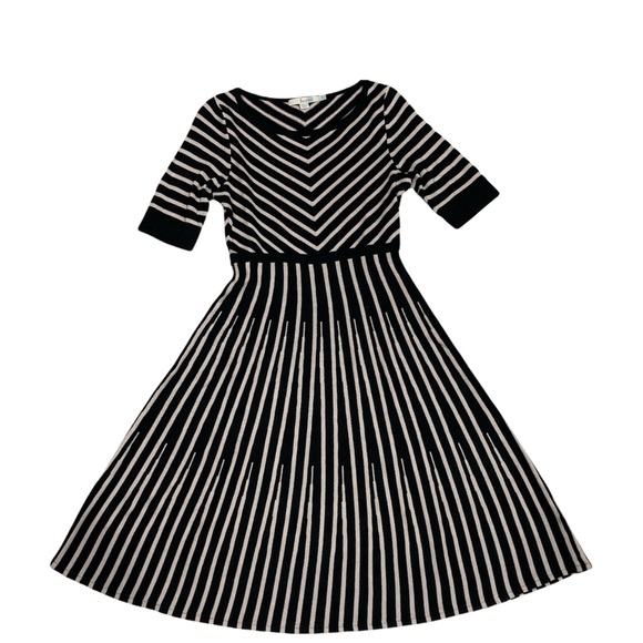 Boden Amelia Striped Fit & Flare Skater Wool Blend Knit Dress Women Sz 4L UK 8L - Picture 3 of 9
